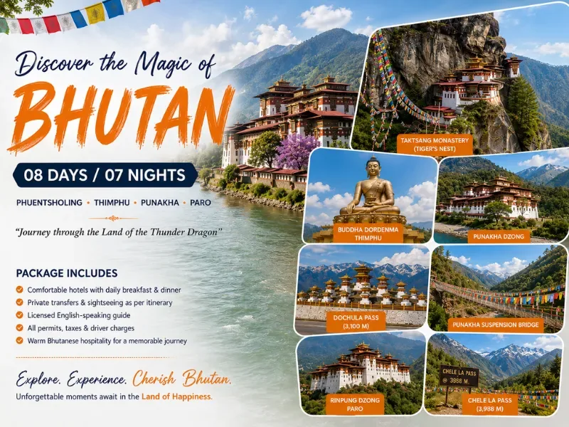 Yuven Travel's flyer for Amazing Bhutan Group Departure