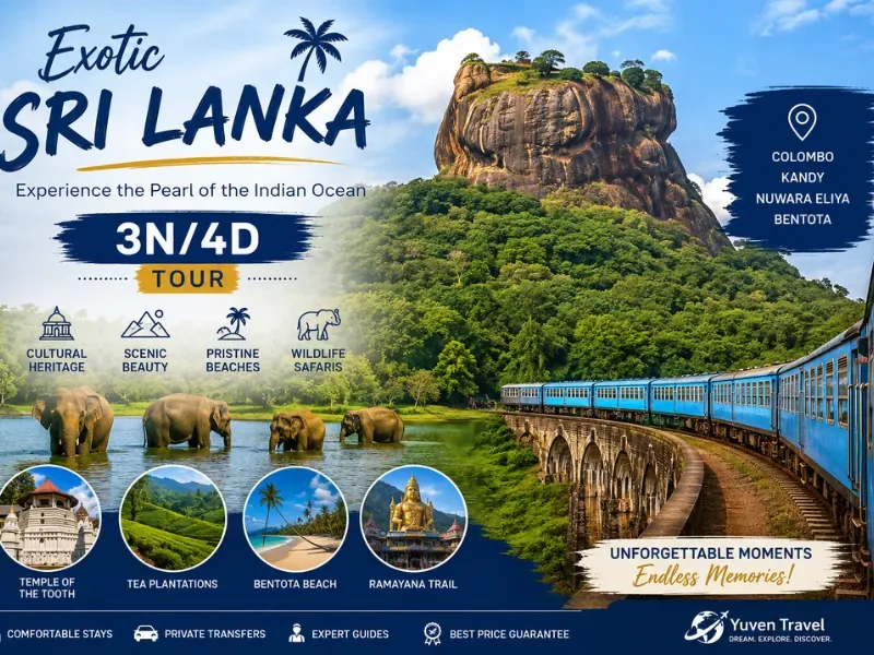 Yuven Travel's flyer for Exotic Sri Lanka Package – 3 Nights / 4 Days