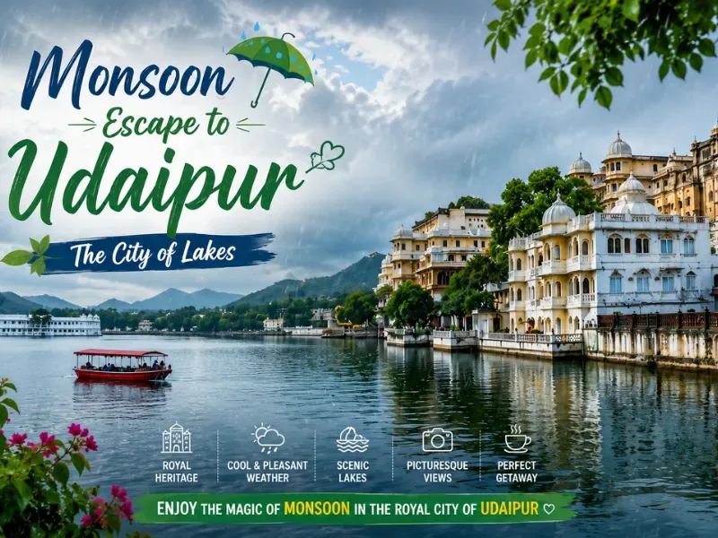Yuven Travel's flyer for Monsoon escape to Udaipur