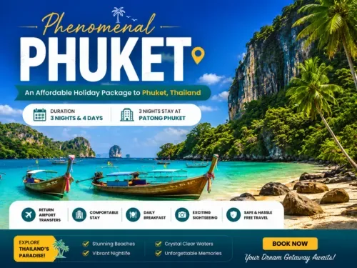 Yuven Travel's flyer for Phenomenal Phuket: An Affordable Holiday Package to Phuket, Thailand