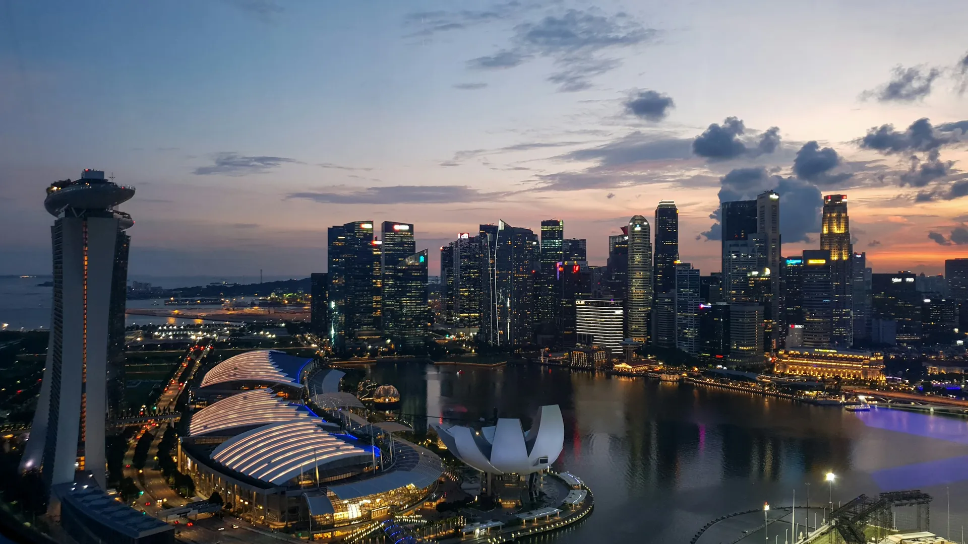 City skyline during night time.